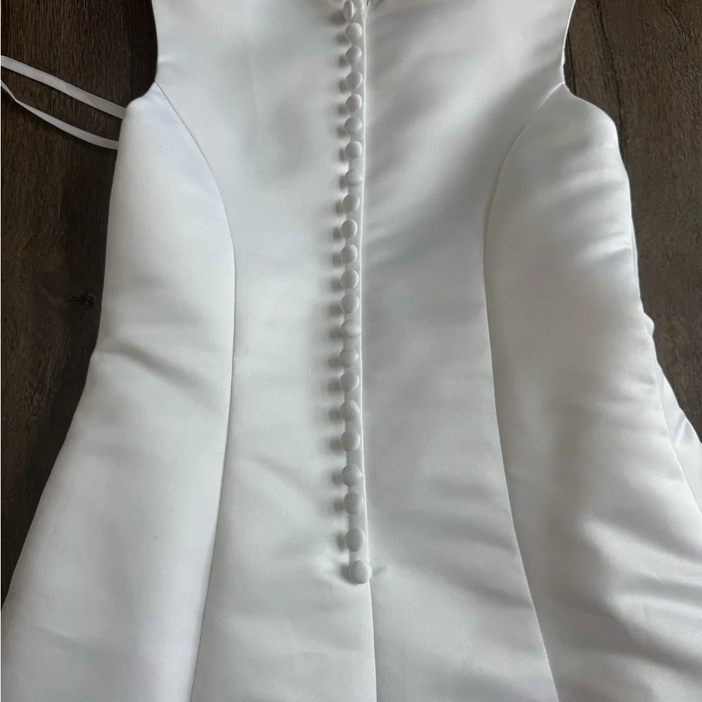 David’s Bridal Flower Girl Dress. St. Tropez brand, girls size 5.  White. - Picture 9 of 13